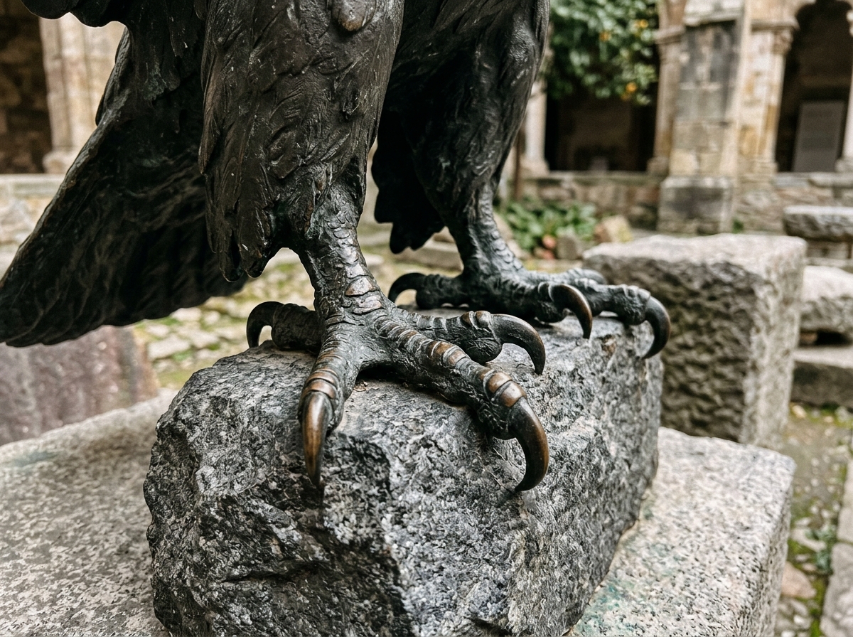 Eagle talon sculpture detail associated with cultural symbolism