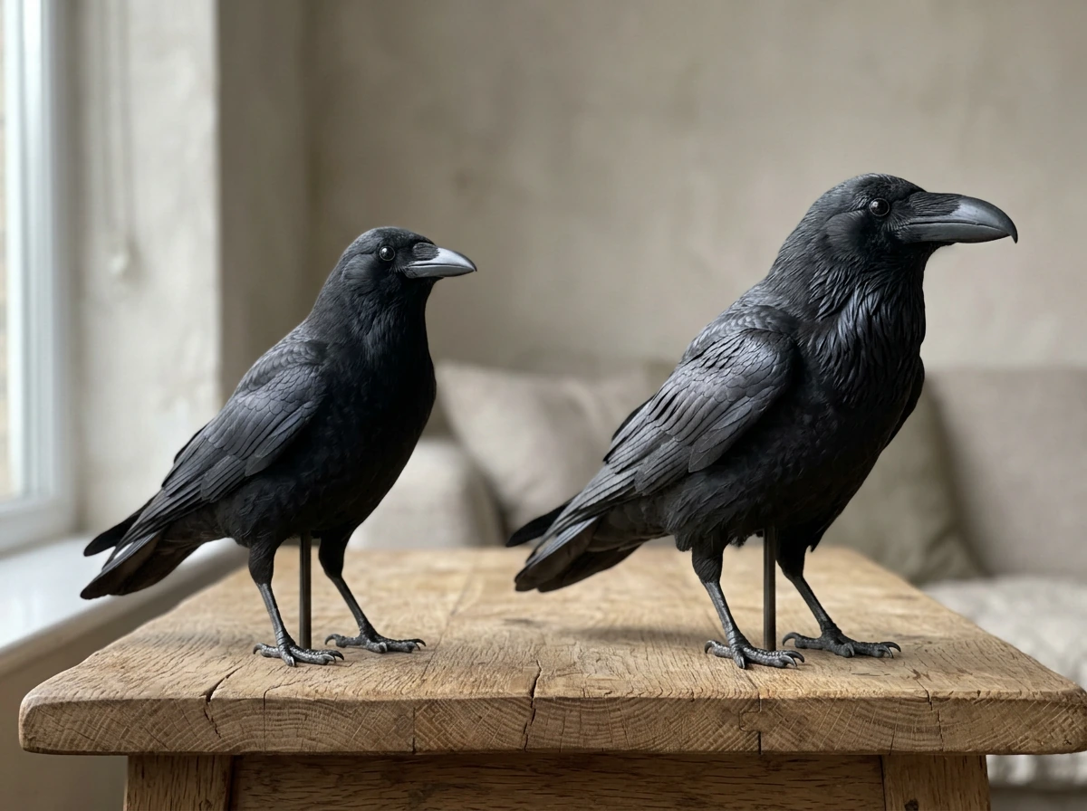 Side-by-side crow vs raven comparison highlighting differences