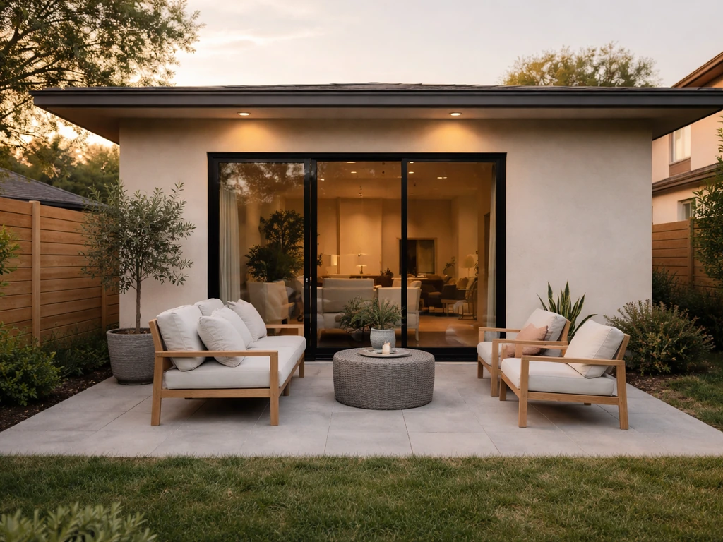 Compact low-profile patio home with a private attached outdoor patio for backyard-style living
