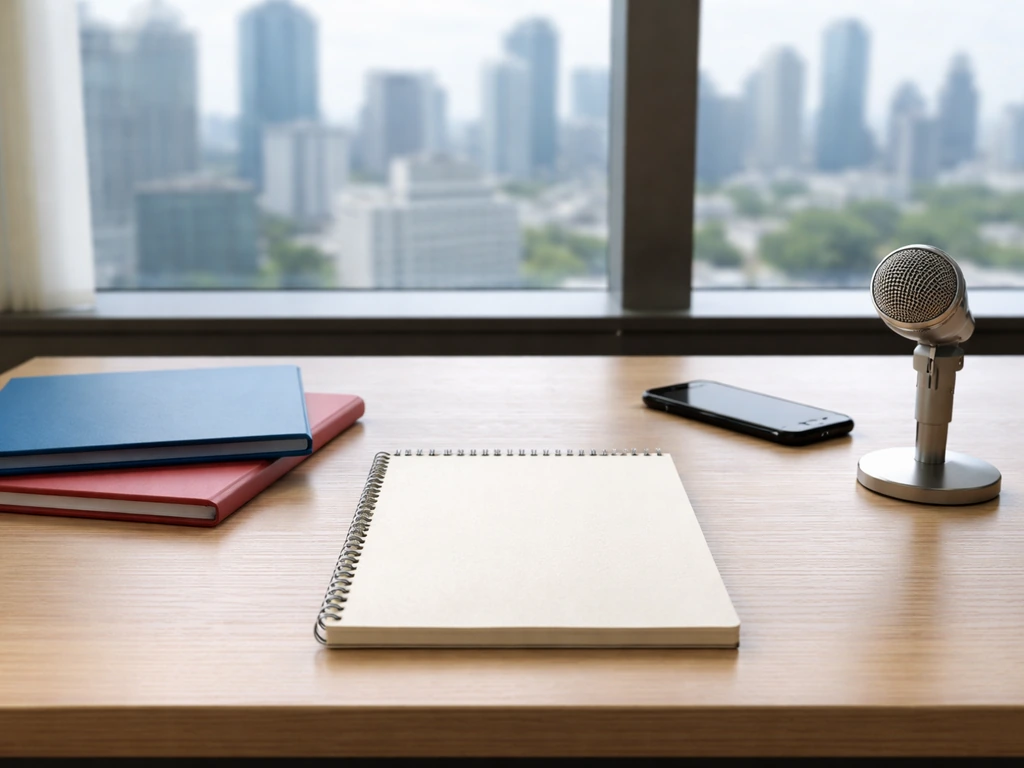 Minimal office desk scene with phone and folders, symbolizing multiple people sharing the same name