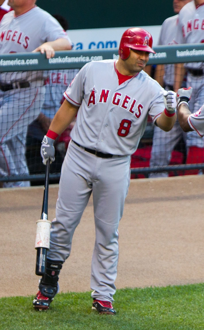 Kendrys Morales in a baseball uniform on the field during a game
