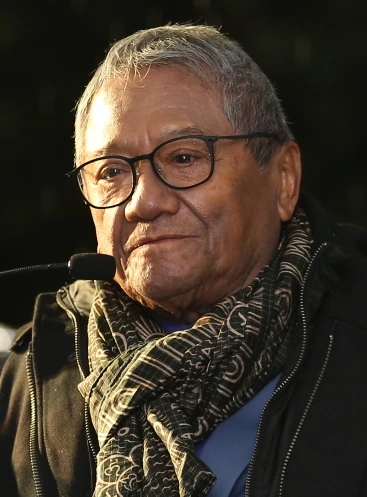 Armando Manzanero speaking at a microphone