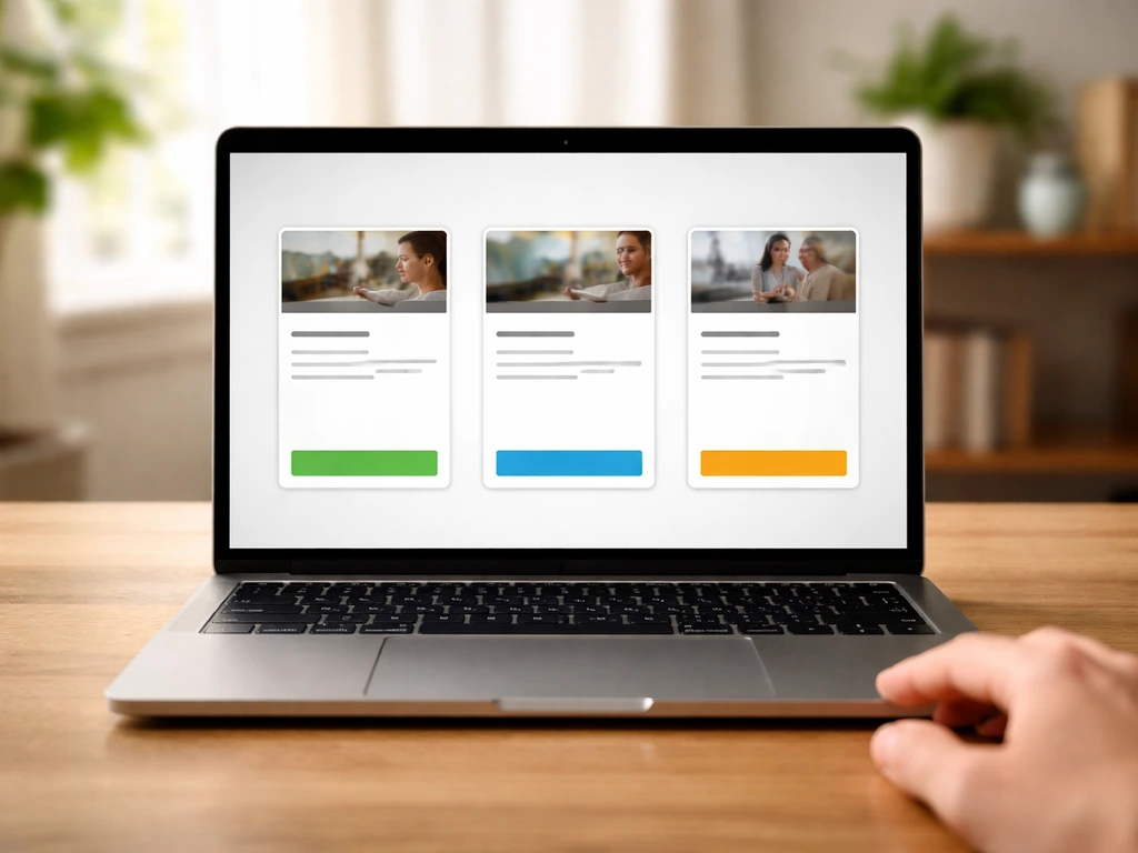 Close-up of a laptop screen showing three course cards with pricing tiers for an online cooking pitmaster class.