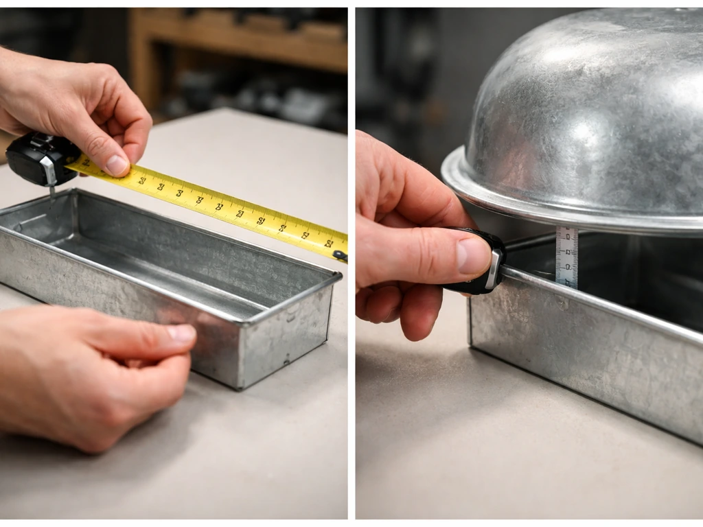 Hands measuring 3–4 inch overhang and checking the gap between feeder rim and dome bottom edge.