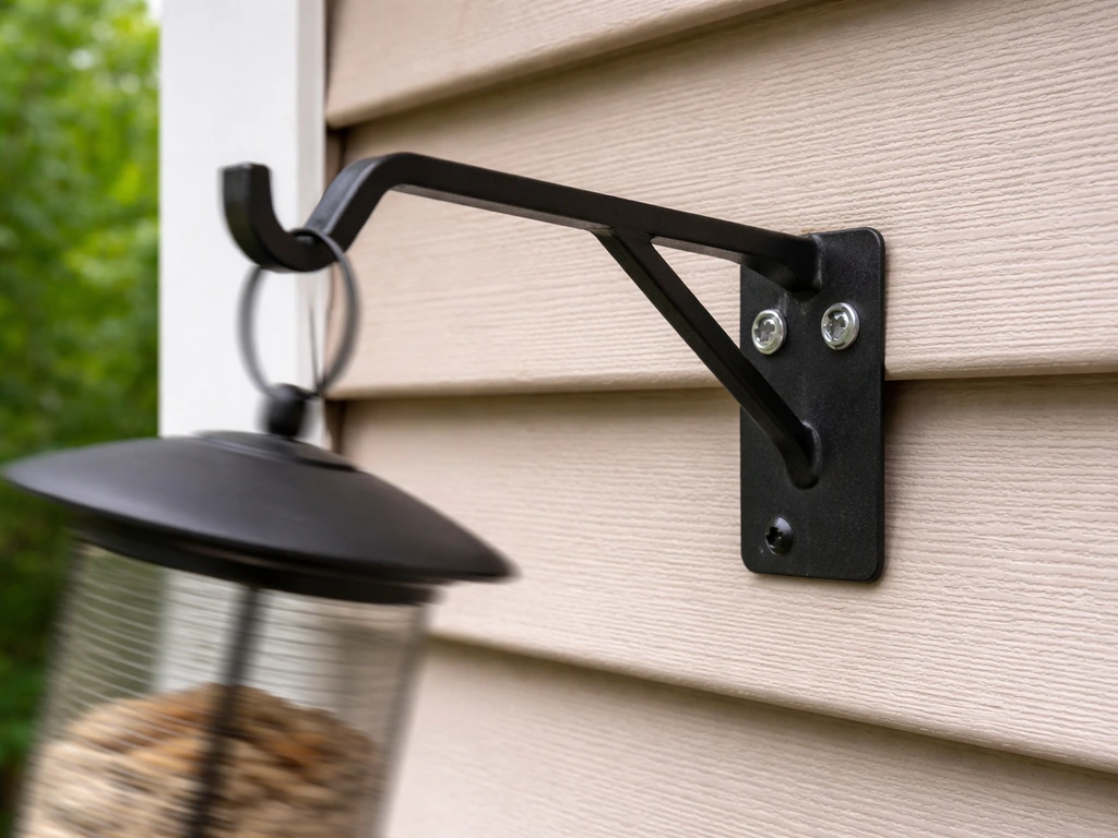 Close-up of a bird feeder bracket with visible wobble and fasteners for tight/loose comparison.