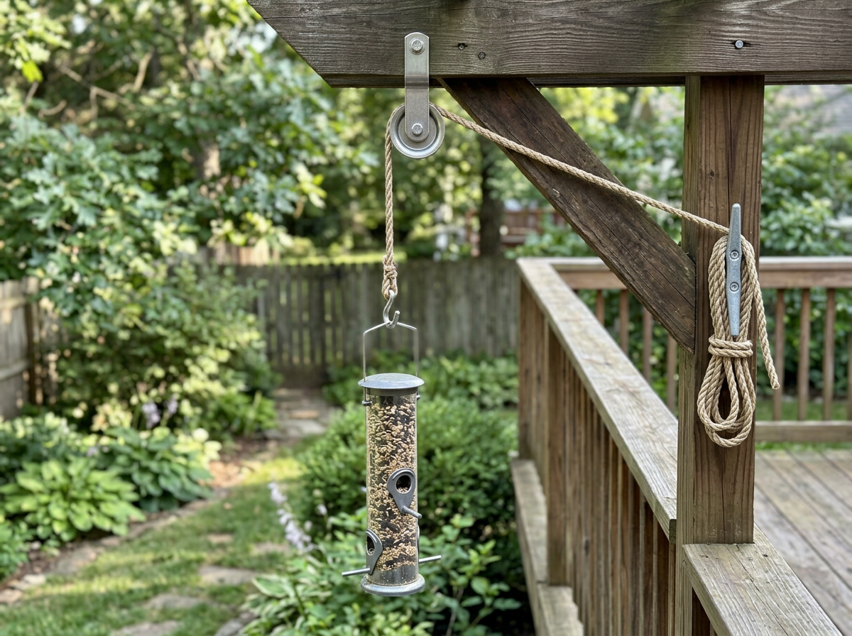 How to Hang a Bird Feeder With a Pulley System