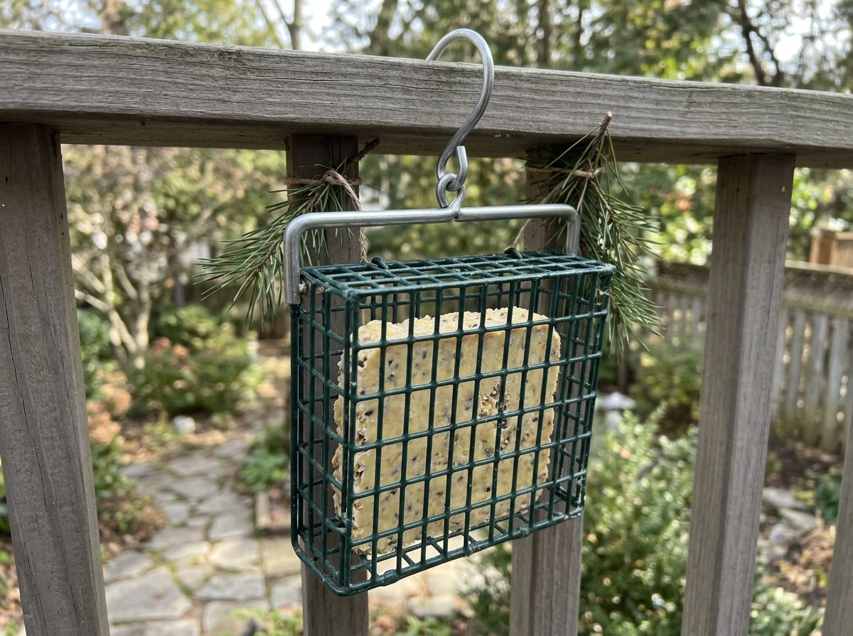how to hang bird suet feeder