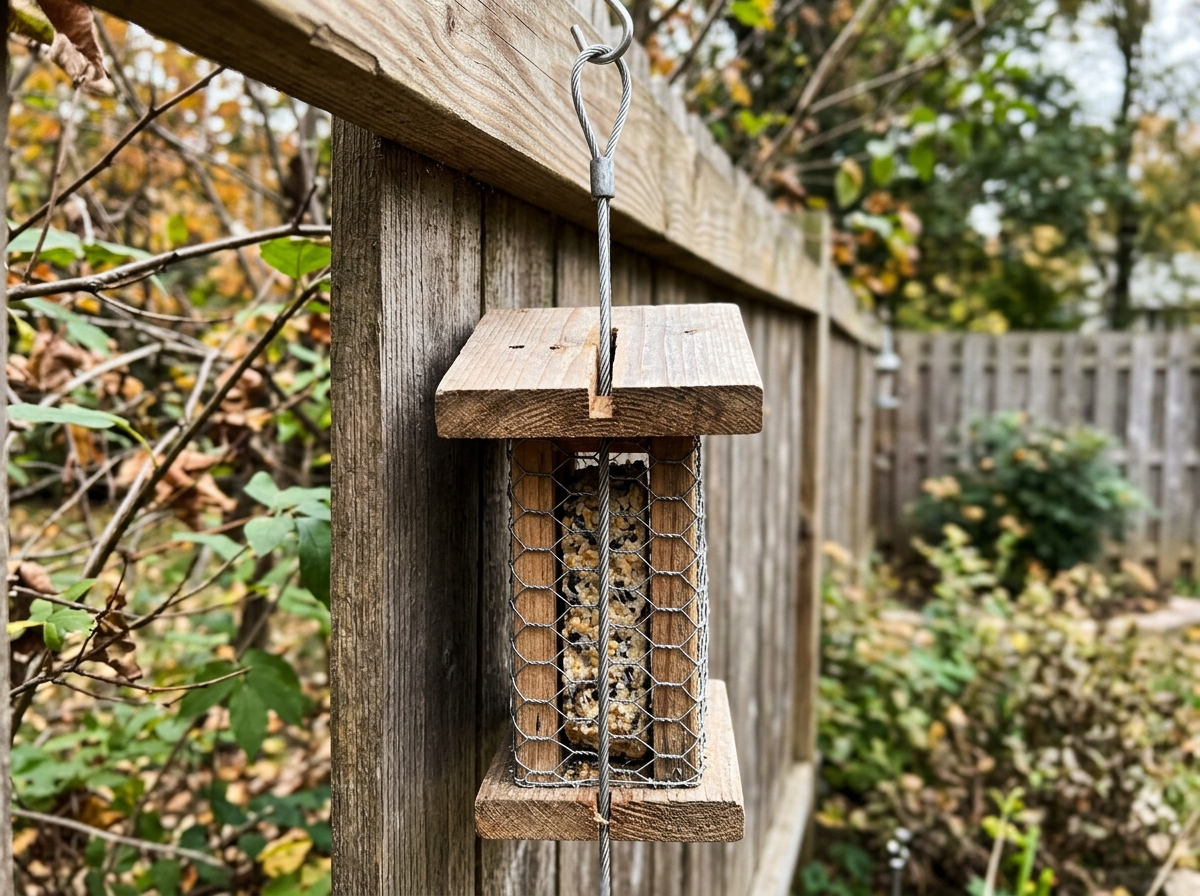 Slotted-top suet feeder with cable-through hanging setup