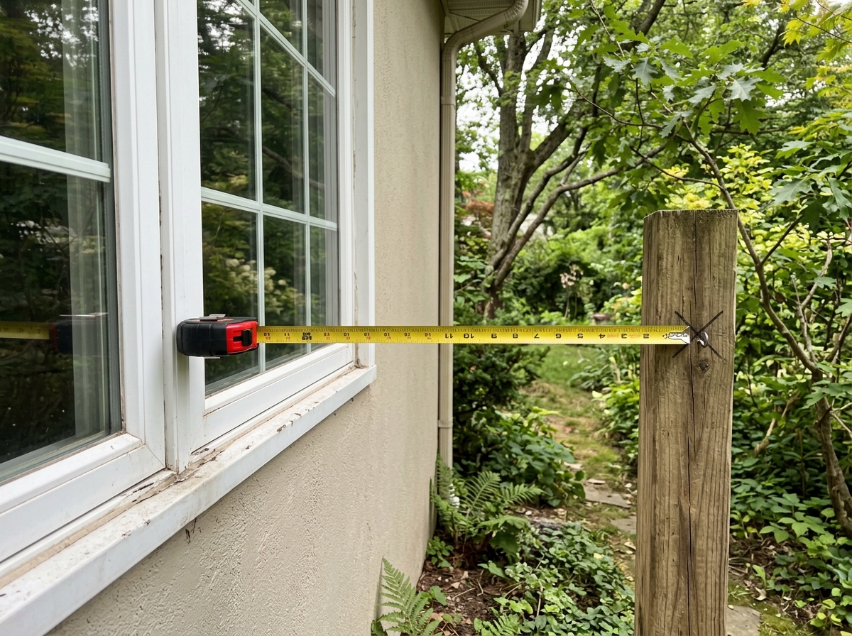 Measuring window distance for hanging a suet feeder