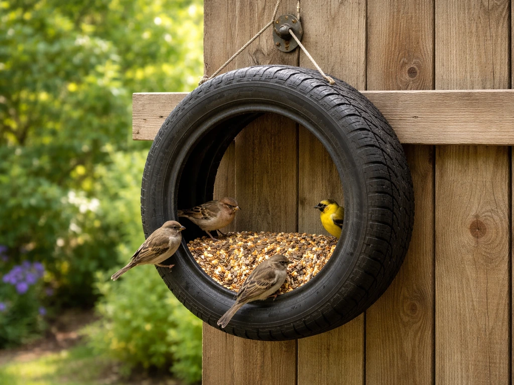 how to make a bird feeder out of a tire