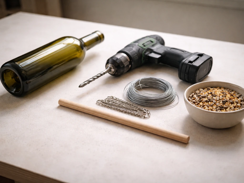 how to make bird feeder out of wine bottle
