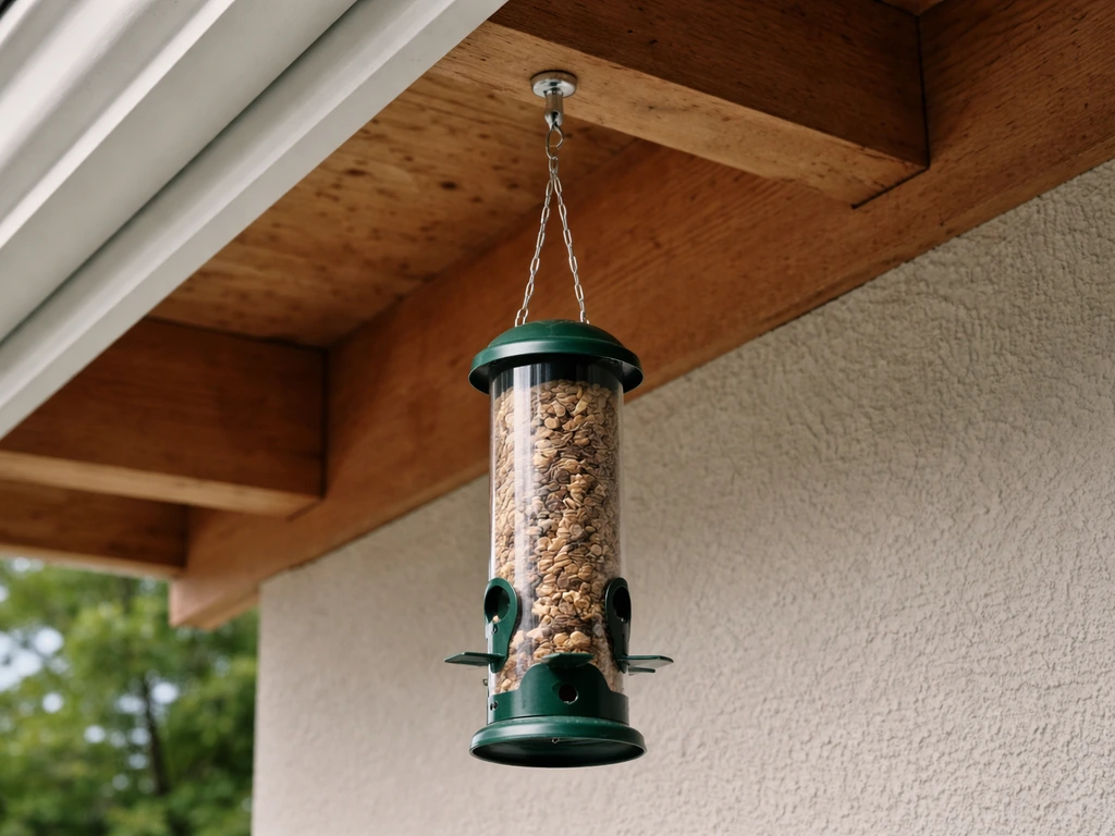 how to hang bird feeder from soffit