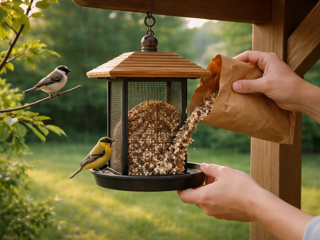 how to fill a bird feeder