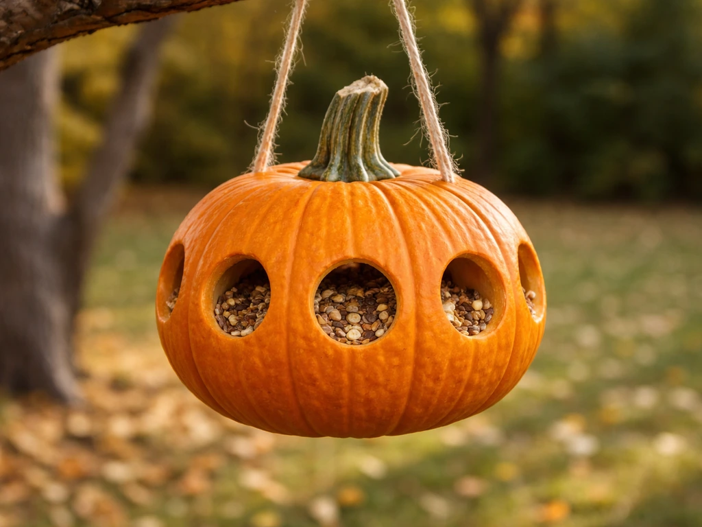 how to make a bird feeder out of a pumpkin