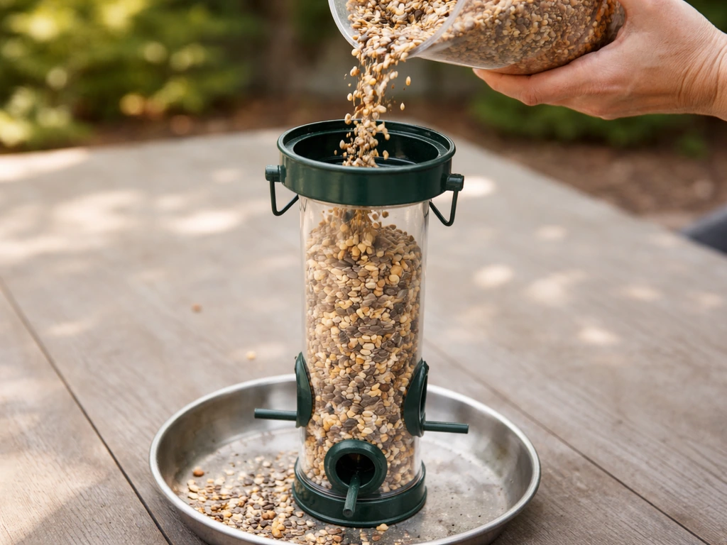 how to fill bird feeder tube