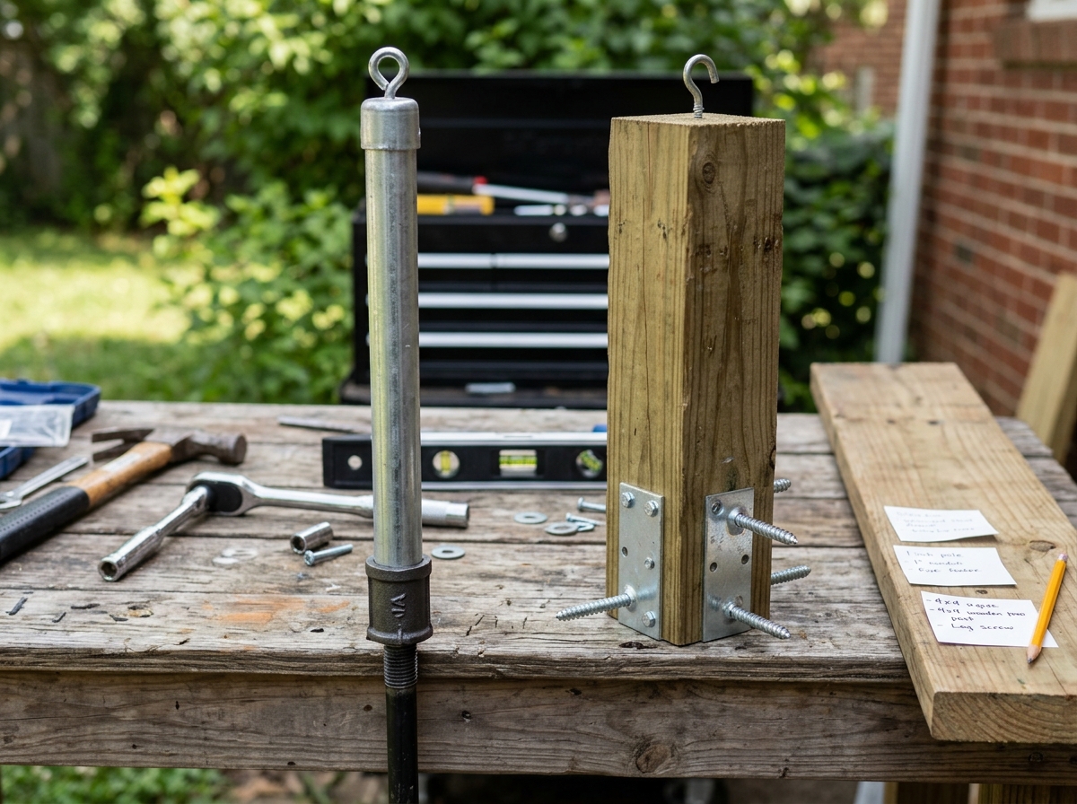 Metal conduit pole vs wooden 4x4 pole segments for a DIY bird feeder pole