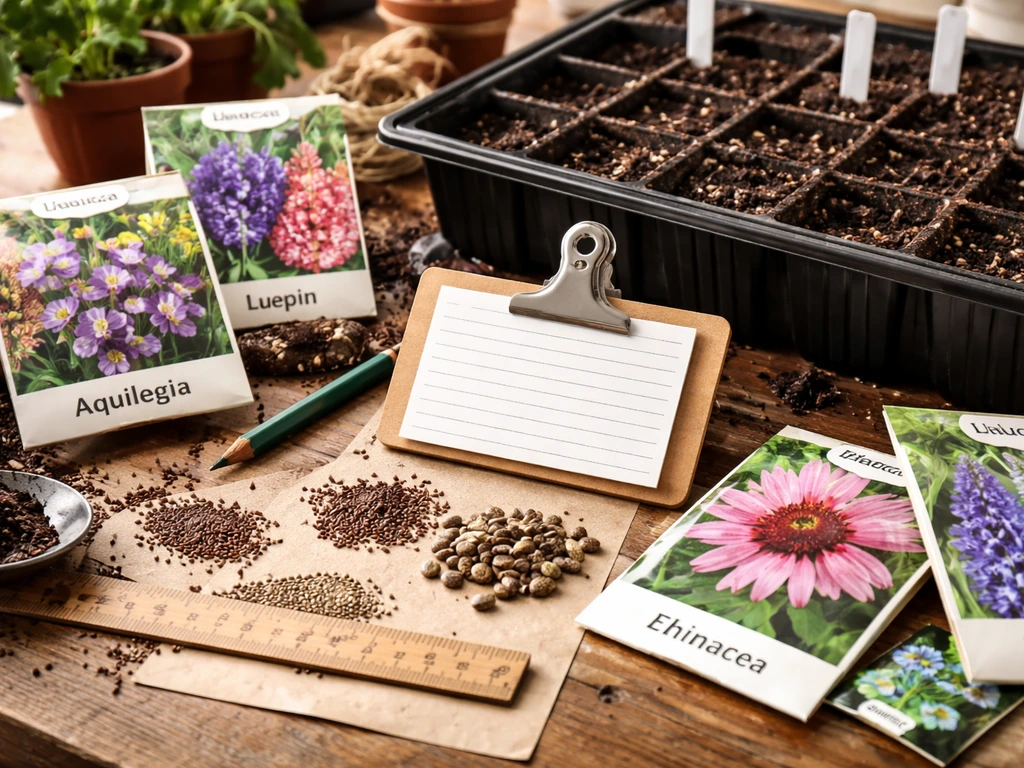 Perennial seed tray showing different seed sizes for choosing what to sow