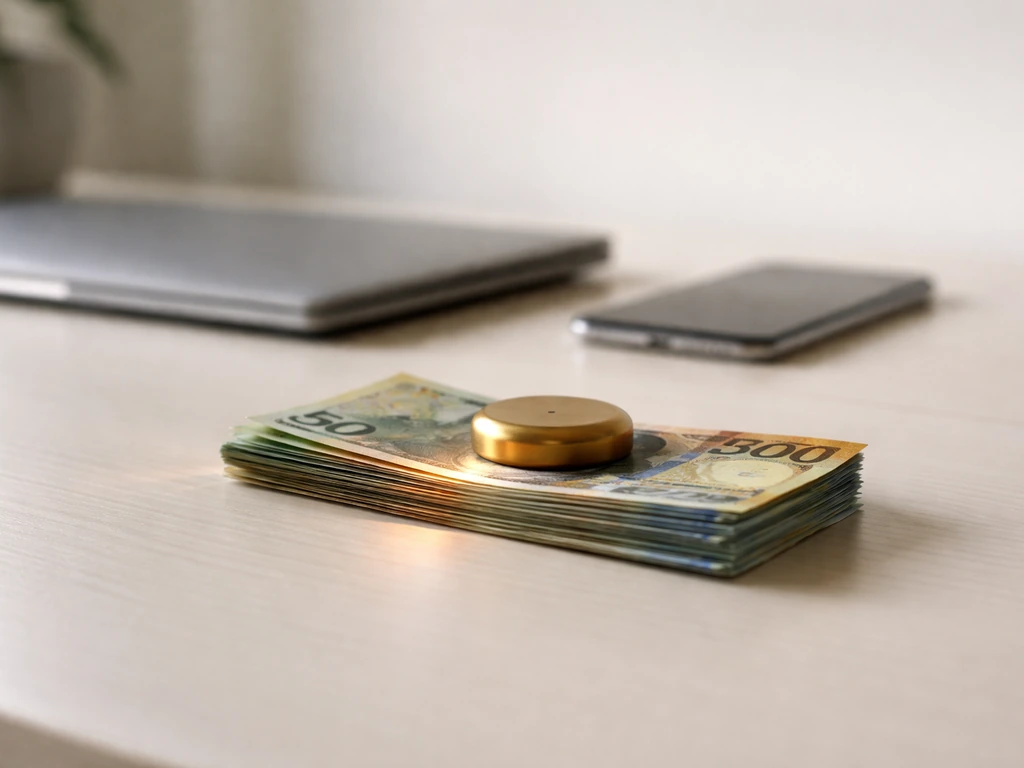 Minimal photo of an Australian money and business desk scene symbolizing a net worth estimate range