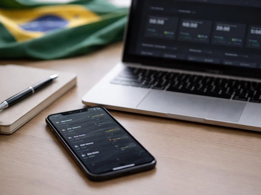 Minimal desk scene with a smartphone showing a generic analytics-style screen, symbolizing a net worth estimate source.