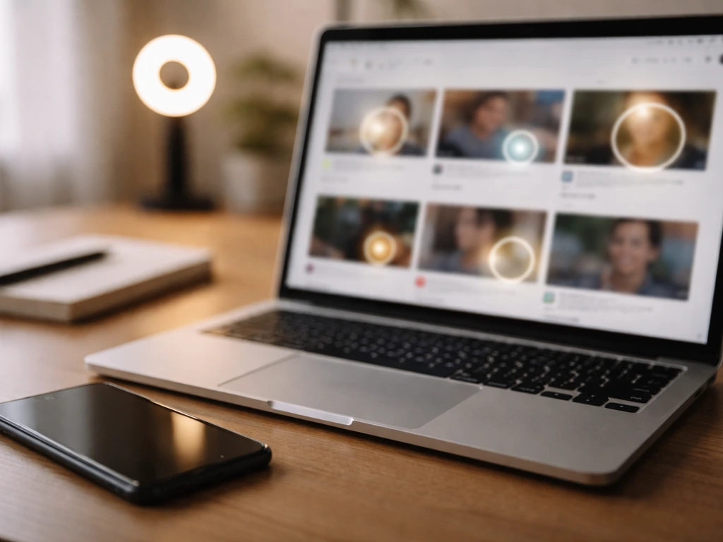 Minimal phone and laptop setup showing a social media monetization creator workspace