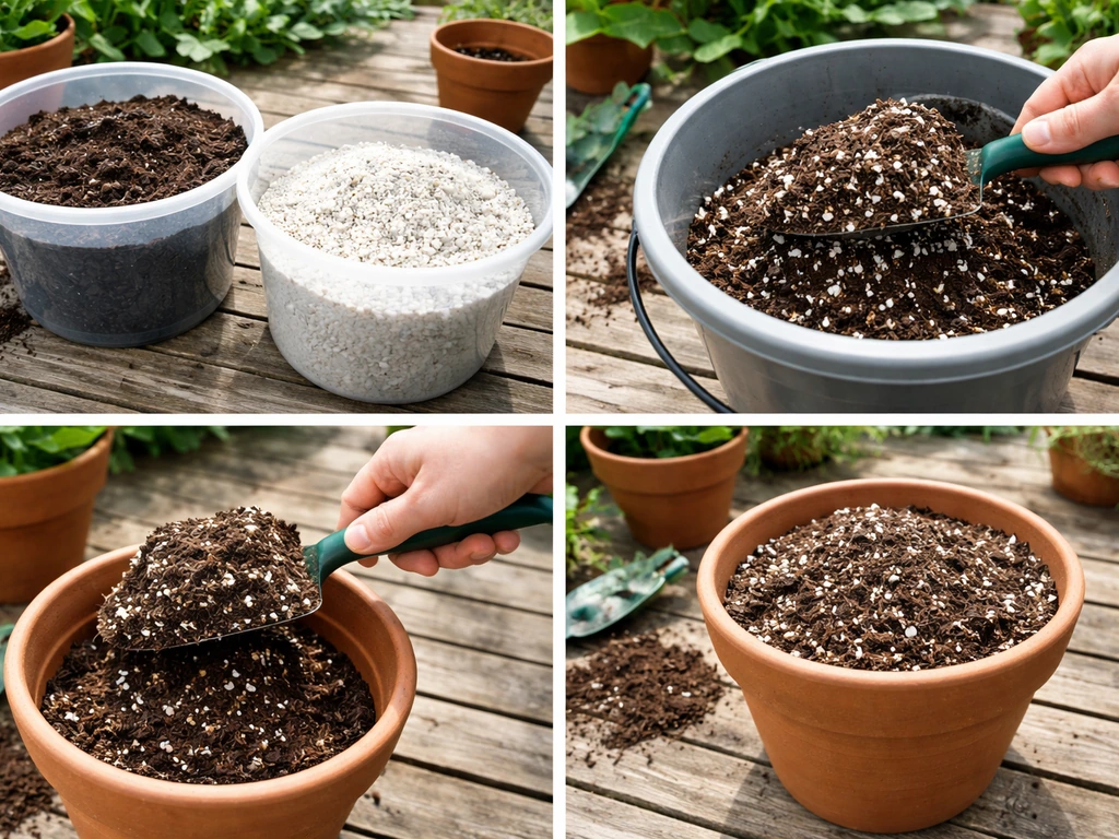 Soil mix components and container soil being combined