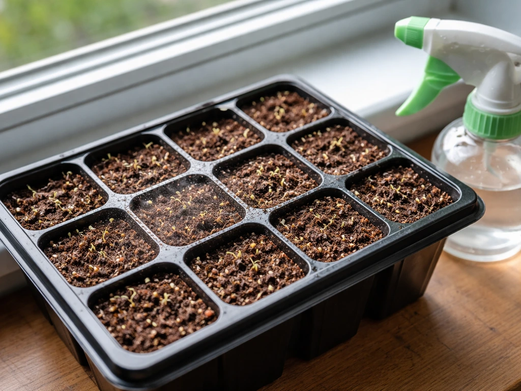 Starting from seed indoors in a seed-starting tray with labeled-free setup