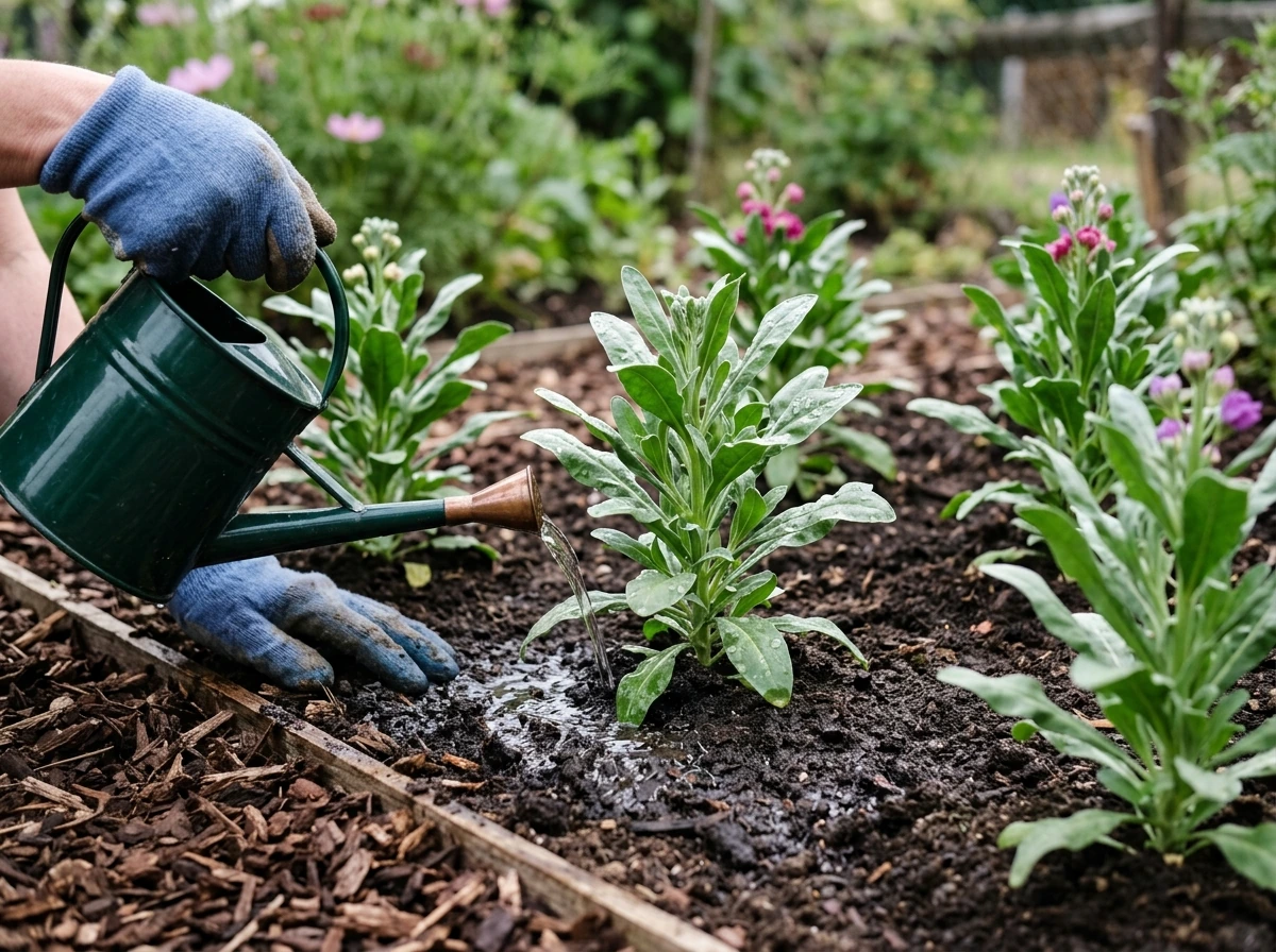 Watering established stock plants at the soil line