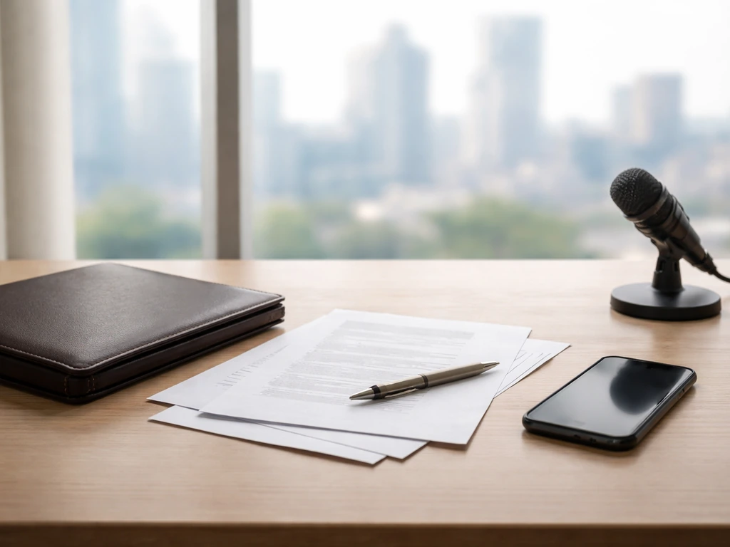 Minimal desk scene with financial folders and a smartphone, symbolizing comparing net worth estimates.