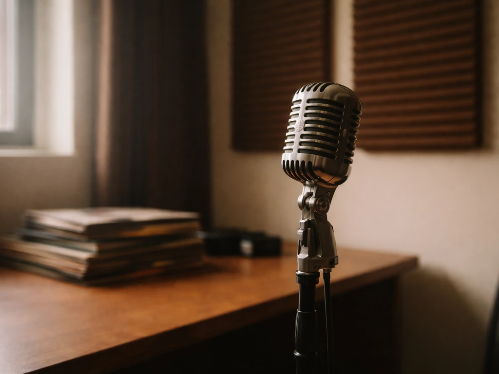 Anonymous music studio scene with a microphone and vinyl records, suggesting a soul singer disambiguation