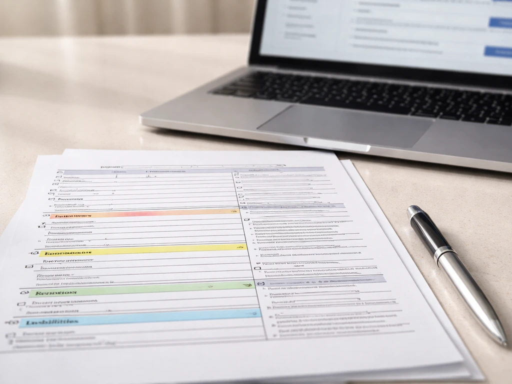Close-up of IRS Form 990 papers on a desk beside a laptop, with visible checkboxes and highlighted sections.
