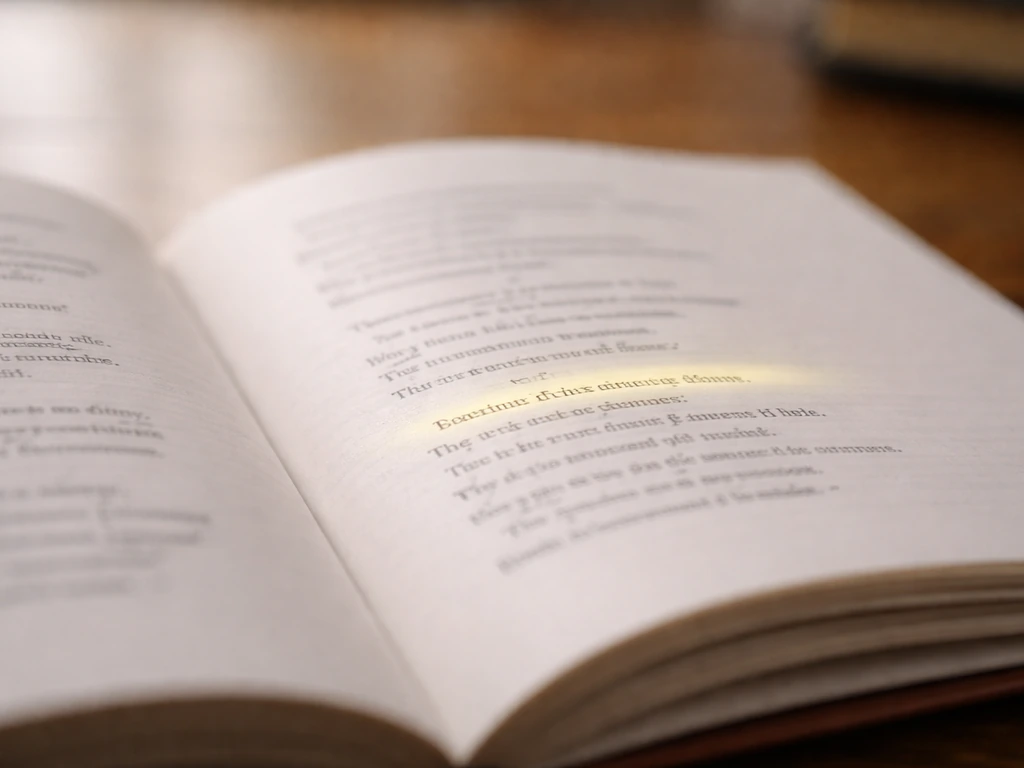 Close-up of an open book page with a marked chorus line and surrounding verse text blocks