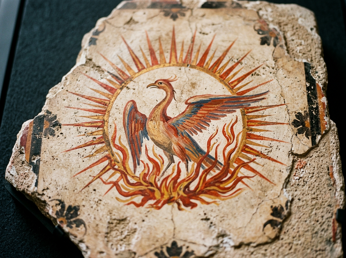 Classical phoenix-like bird detail on a Greek or Roman artwork