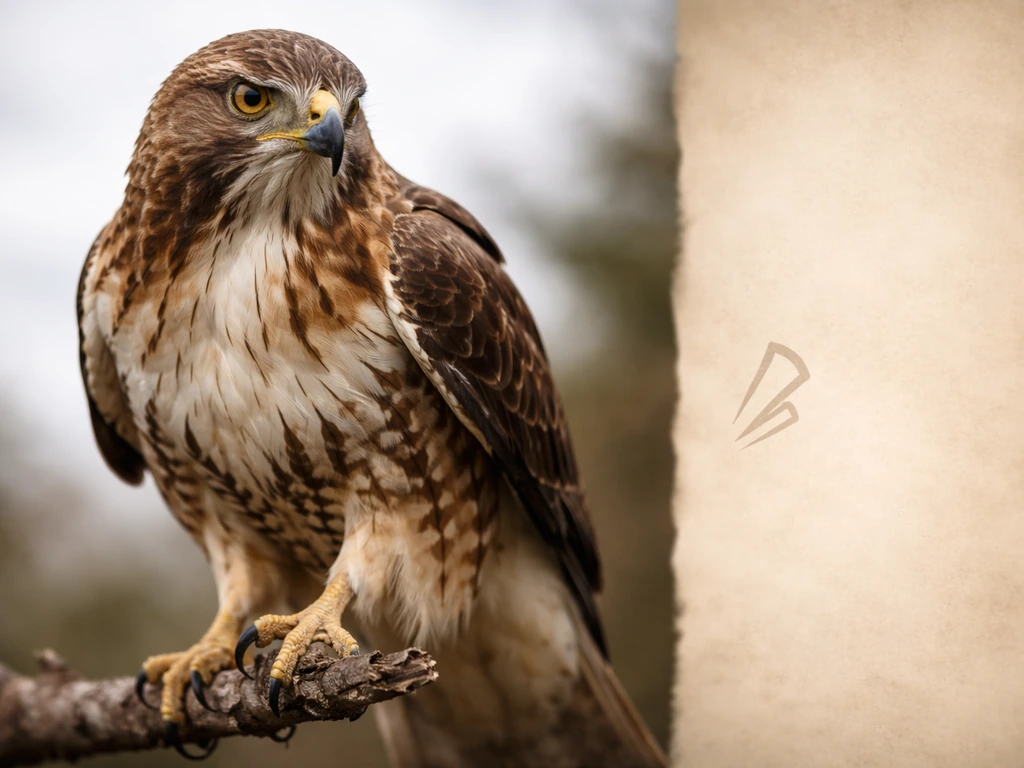 Close-up photo of a raptor against a muted sky, symbolizing metaphor rather than a literal bird.