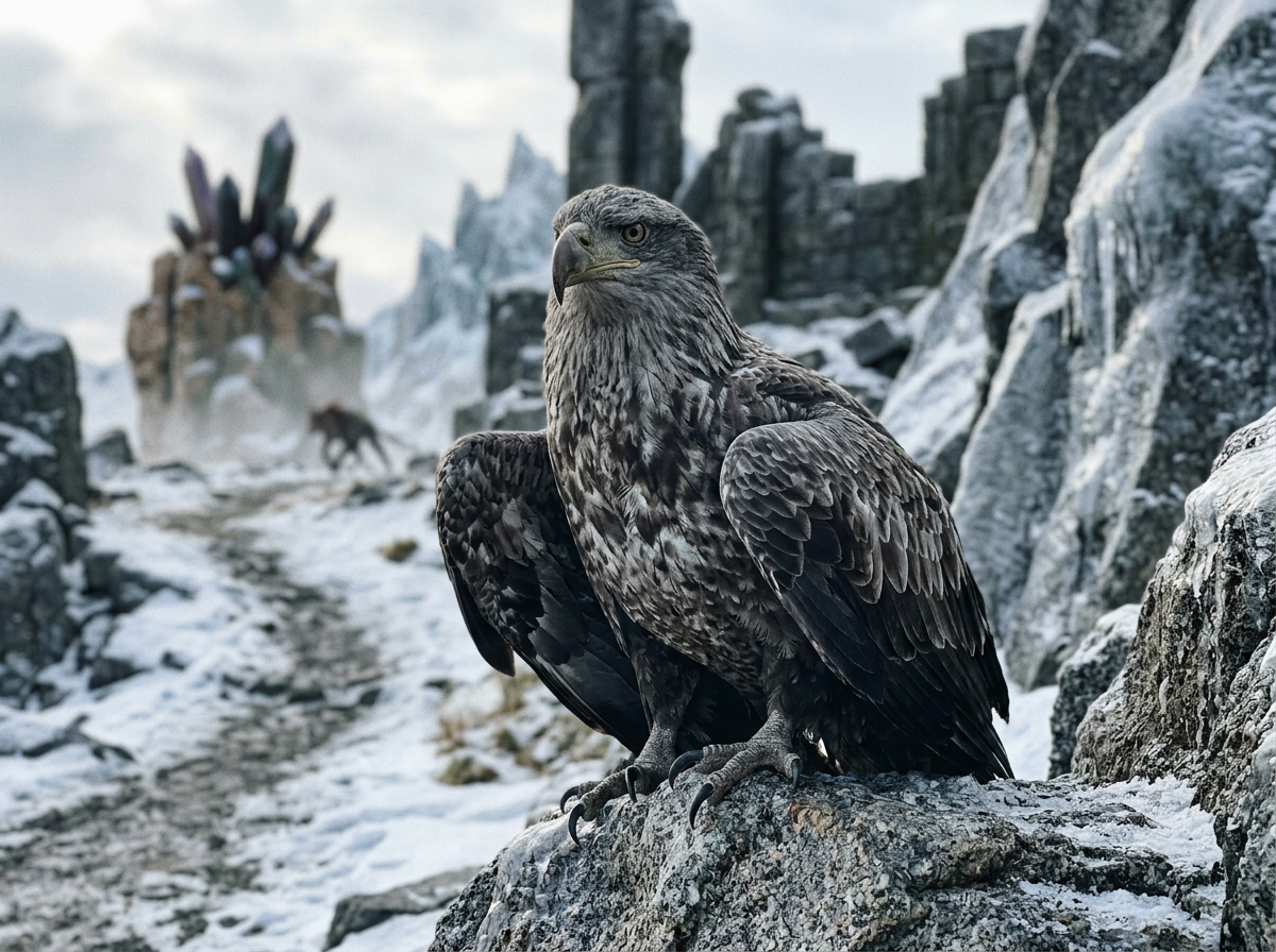 Player-facing view of Helgrind area identifying the correct giant eagle vs other Helheim elements.