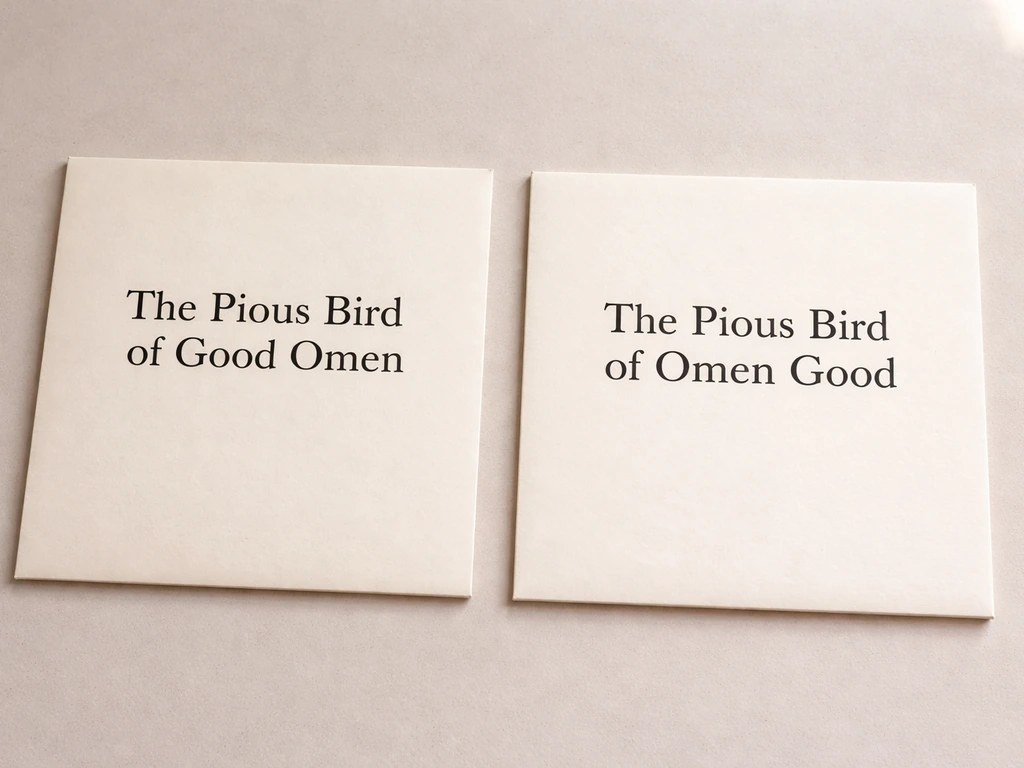 Two album cover mockups side by side: official title on the left, misremembered variants on the right.