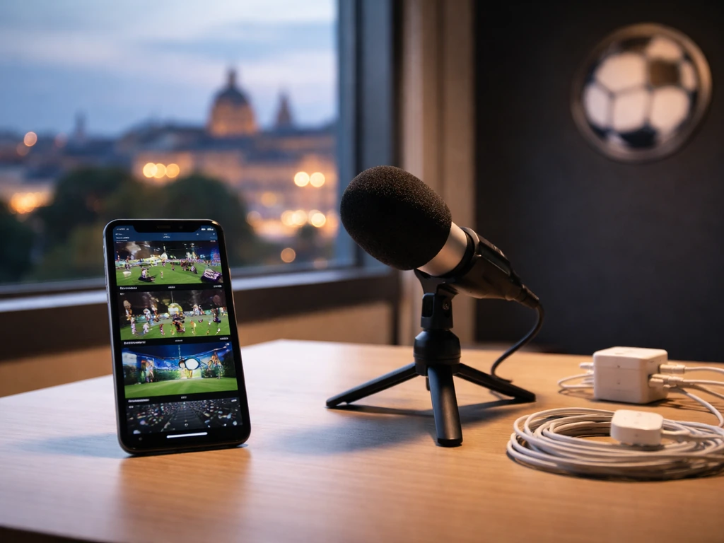 Anonymous businesslike desk scene with a phone and media gear suggesting a sports ambassador role