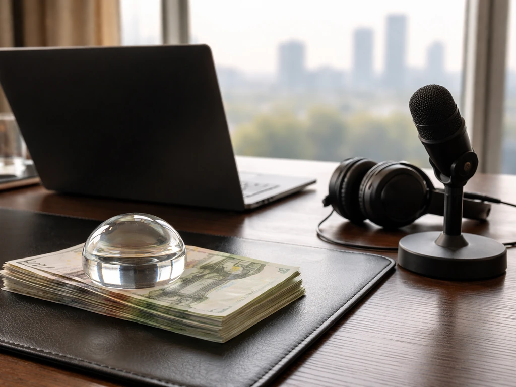 Luxury office desk with euro notes and business gear symbolizing sports finance comparison
