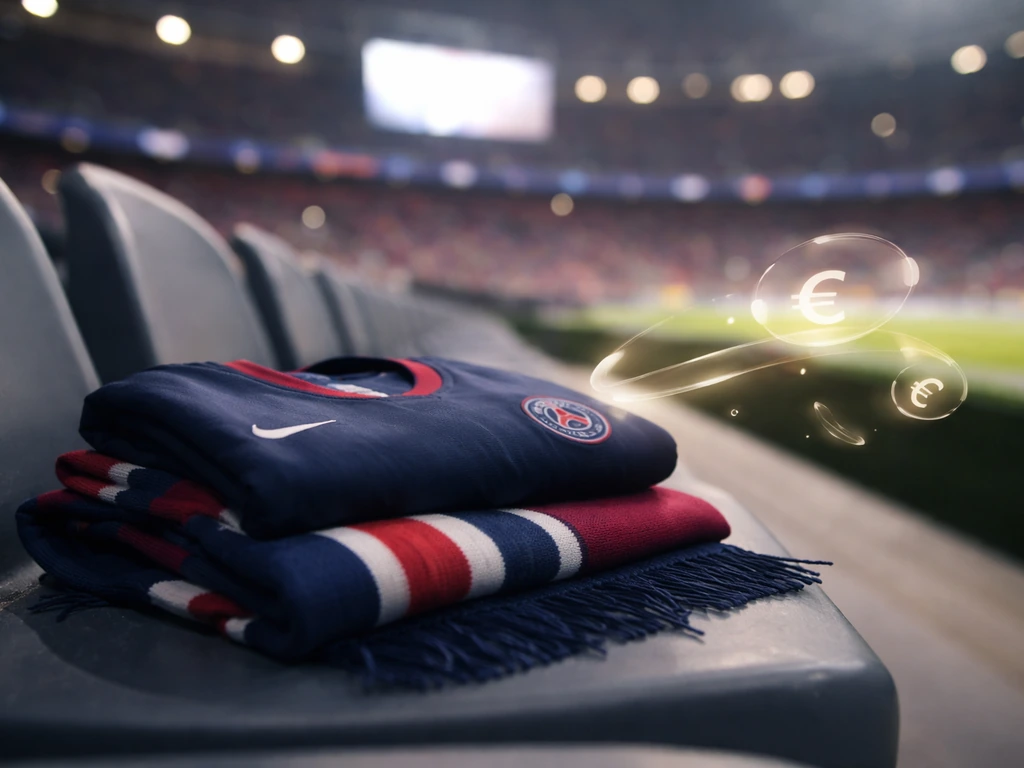 PSG-themed stadium scene with a generic football kit and transfer-fee motif, evoking Pastore’s 2011 signing moment.