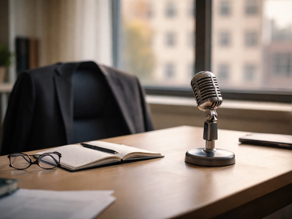 Unbranded desk with microphone and suit jacket, suggesting sports coaching and executive management in Uruguay media.