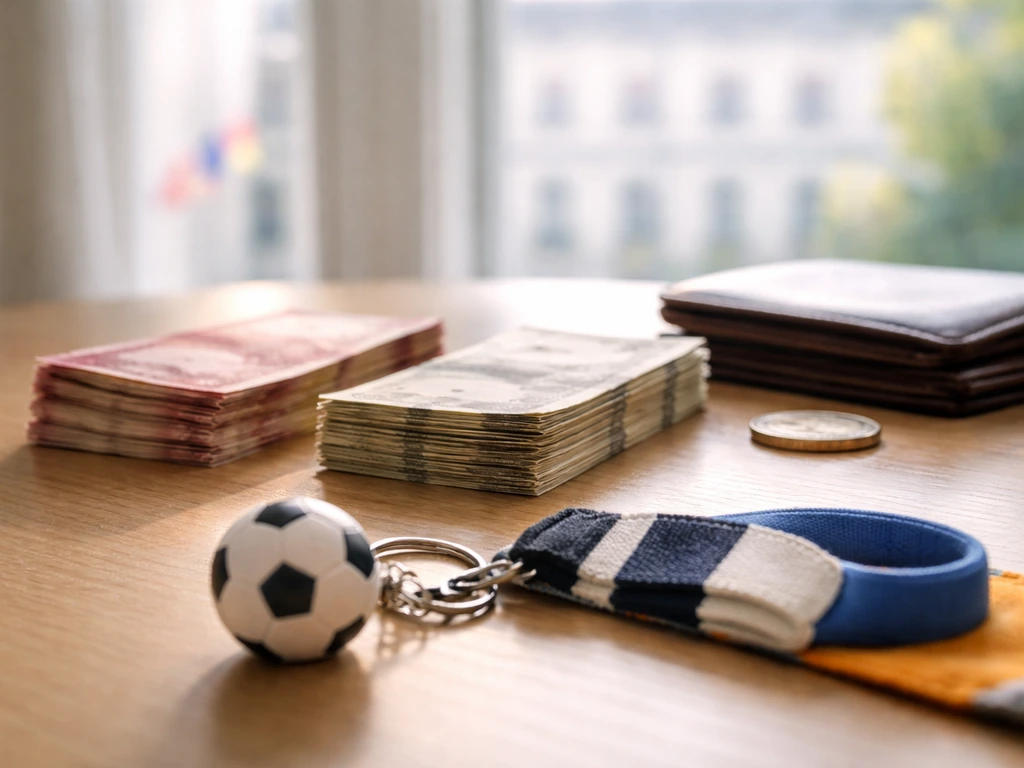 INR and foreign currency on a table with a sports keychain, symbolizing money/FX conversion.