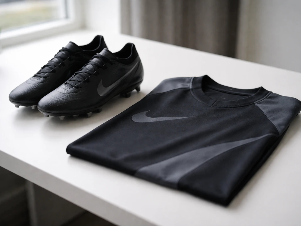 Anonymous football boots and training jersey on a desk, hinting at sports endorsements and income.
