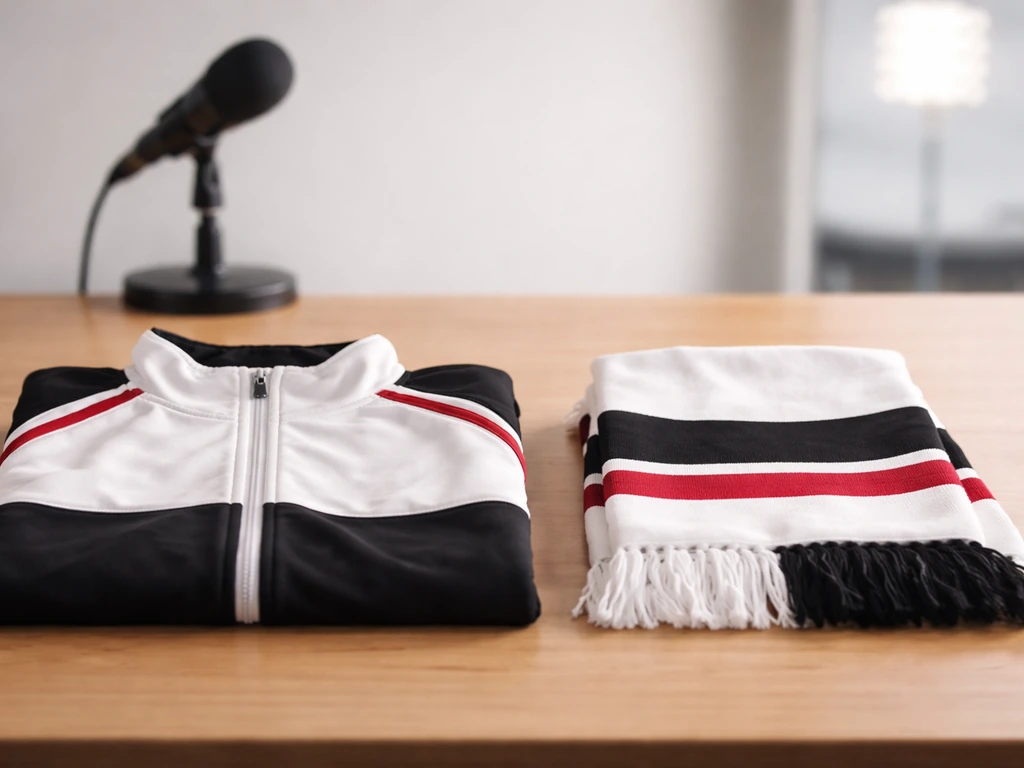 Two different-looking Fulham-style training items laid side-by-side on a desk, implying a football twin comparison.