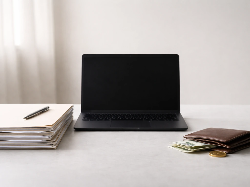 Minimal desk scene showing papers and a wallet/coin split visually to represent club value vs owner wealth.
