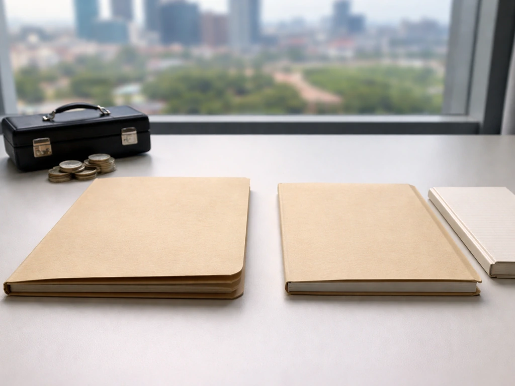Two folders and accounting items on a desk symbolize valuation vs book equity for a football club.