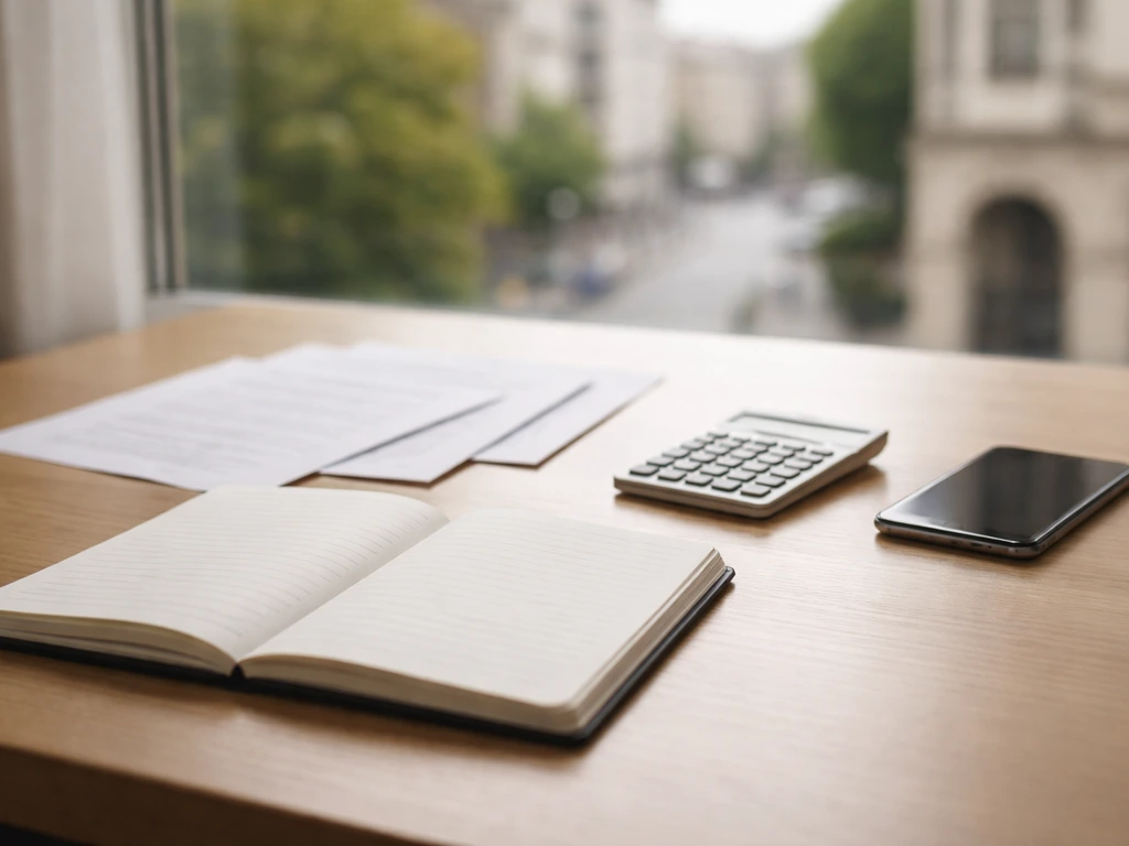 Minimal office desk with scattered documents and a calculator, suggesting salary estimates and club finances.