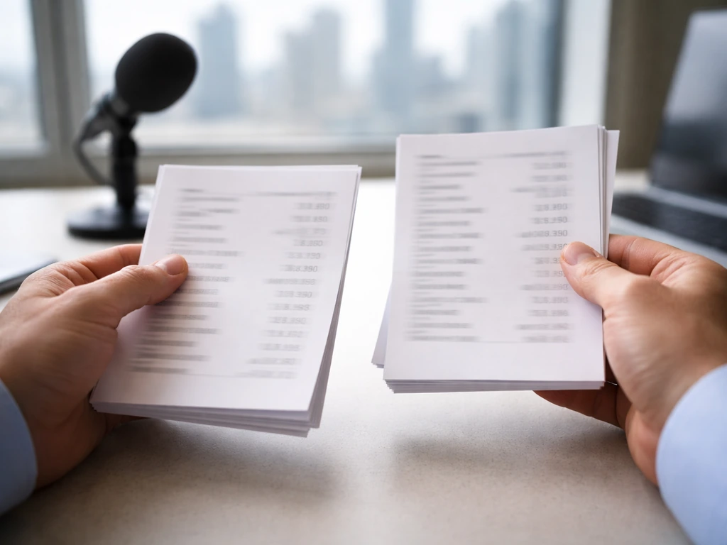 Close-up of printed financial pages with varied figures blurred in the background, illustrating net worth ranges