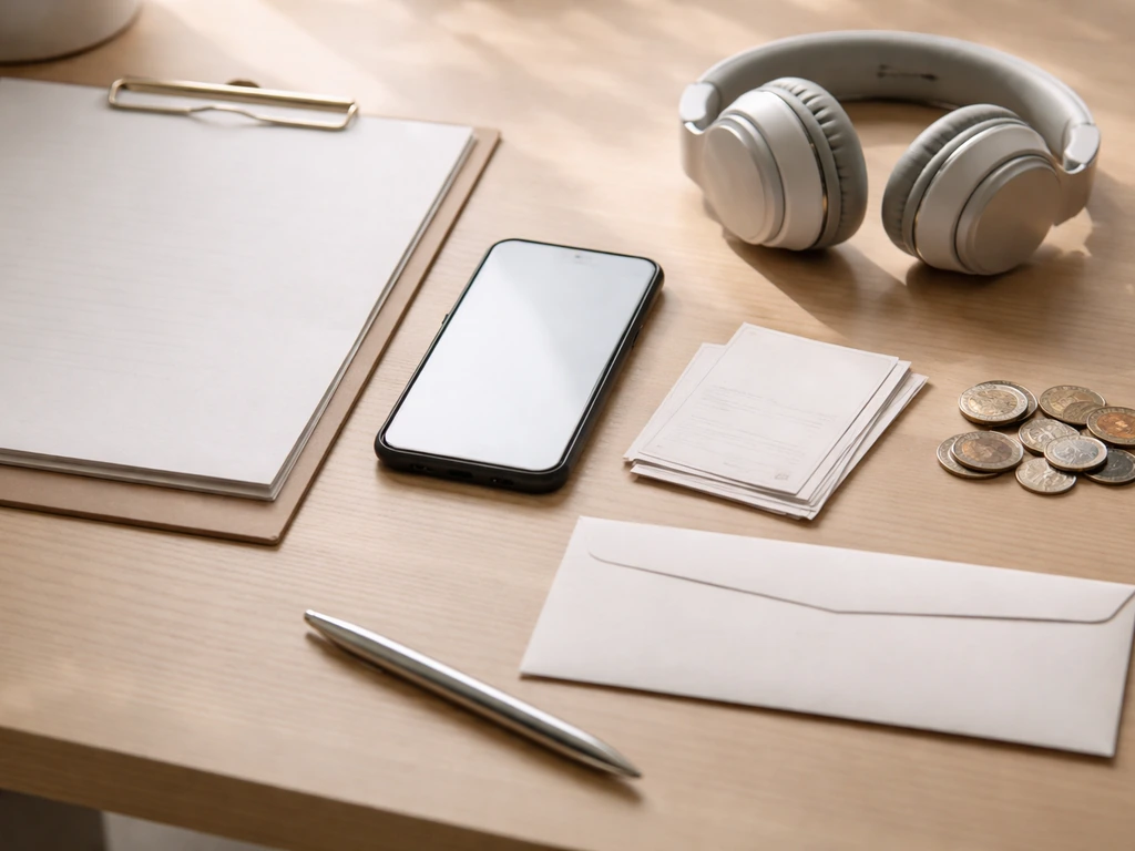 Minimal desk scene with generic sponsor contract papers, a phone, and scattered coins suggesting endorsement income