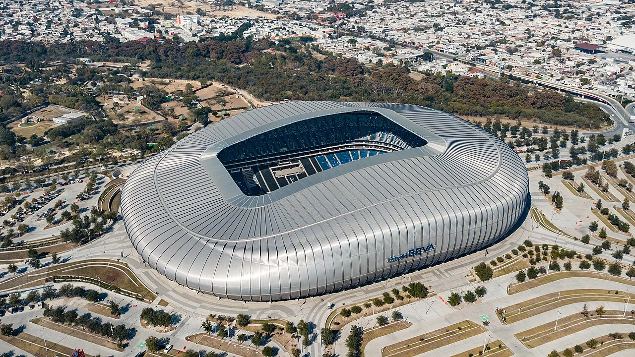 Aerial view of Estadio BBVA, home stadium of C.F. Monterrey.