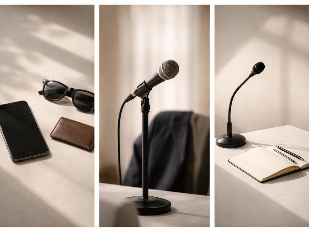 Minimal photo collage showing separate cues for endorsements, appearances, and speaking with no text.