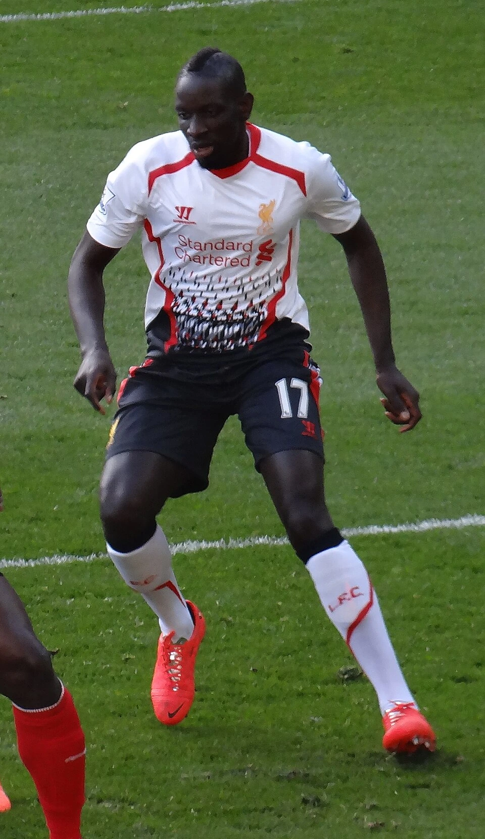 Mamadou Sakho in a Liverpool kit on the pitch